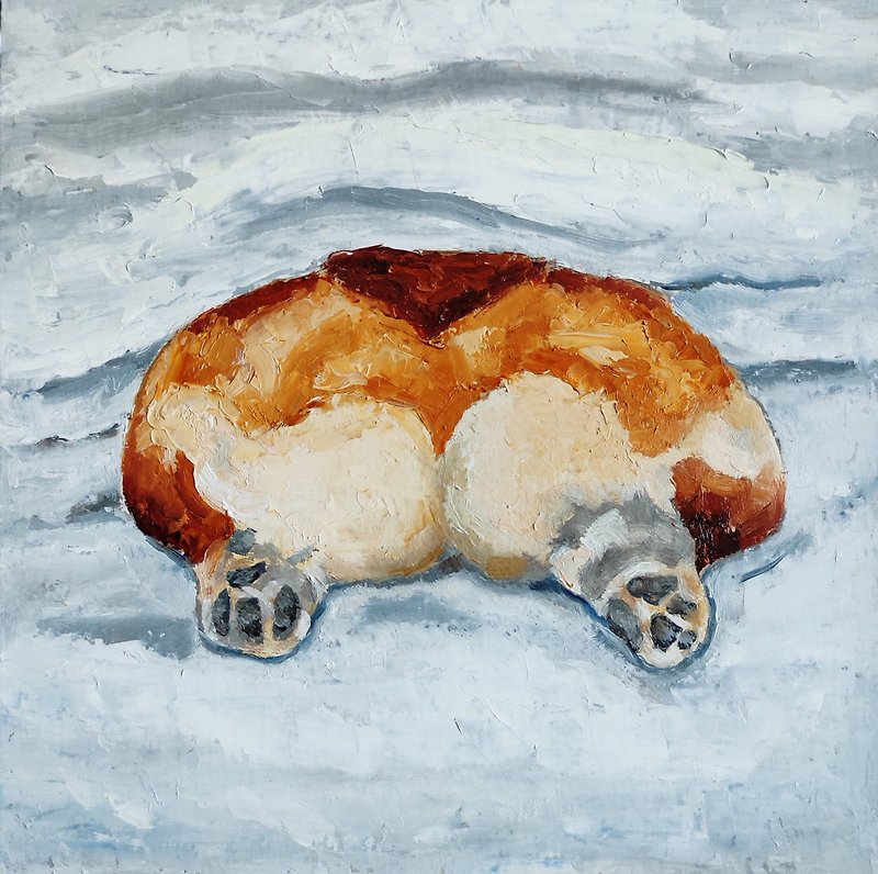 其他材質 海報/掛畫/掛布 多色 - Dog Butt Original Painting, Cute Corgi Art, Funny Pet Portrait, Dog Wall Art