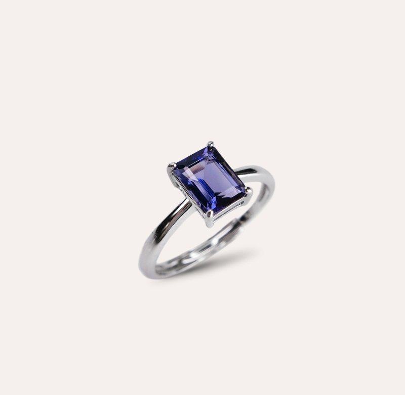 AND heelite blue purple rectangular 6*8mm ring classic series Emerald - General Rings - Silver Blue