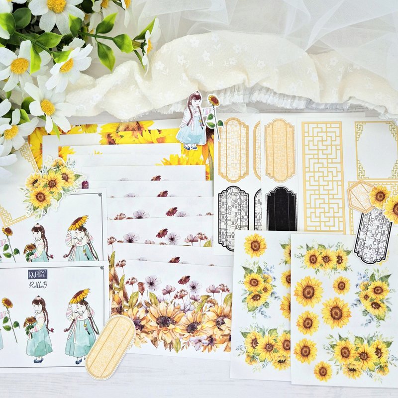 Oriental flower pakage_sunflower - 貼紙 - 紙 