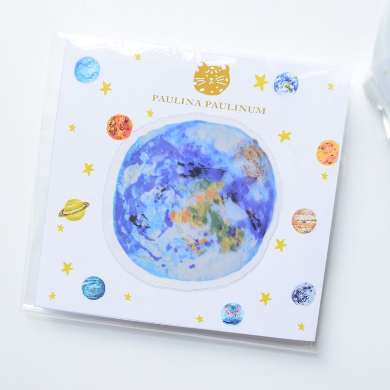 Galaxy Collection-  Earth transparent waterproof PVC sticker - Items for Display - Plastic Multicolor
