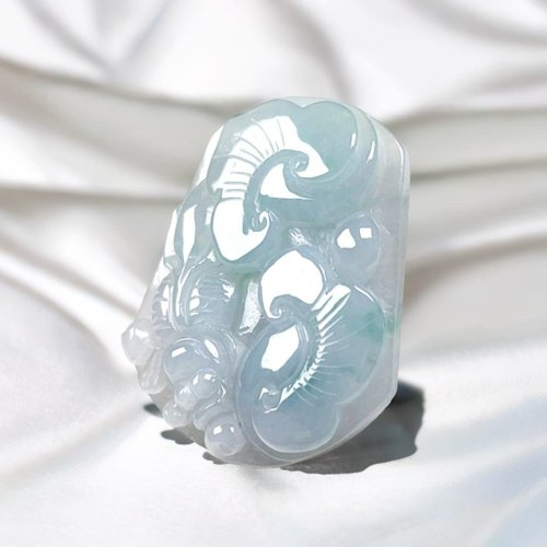 瓔珞翡翠 【願‧事事如意】冰飄花翡翠如意金魚 | 天然緬甸玉翡翠A貨 | 送