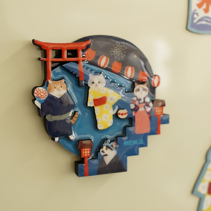 妙吉MEWJI原創可愛貓咪插畫立體木製軟磁冰箱貼日式四款 - 其他 - 其他材質 多色