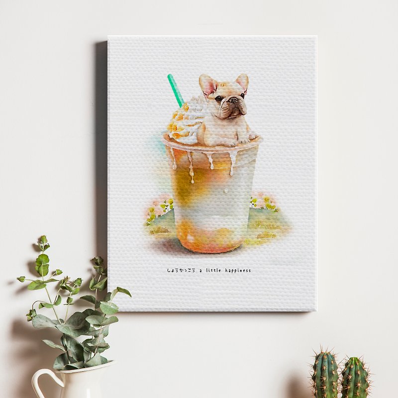 French Bulldog Frappuccino/canvas/frameless painting/decoration - Picture Frames - Other Materials Orange