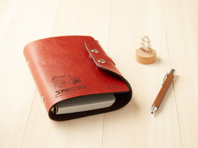 Look系列:咖啡色牛皮6孔A5活頁型筆記本(客製接單) - 筆記本/手帳 - 真皮 咖啡色