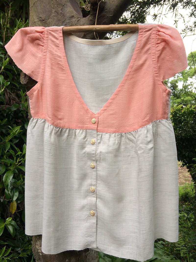 Handwoven bamboo blouse B - Women's Tops - Other Materials Pink