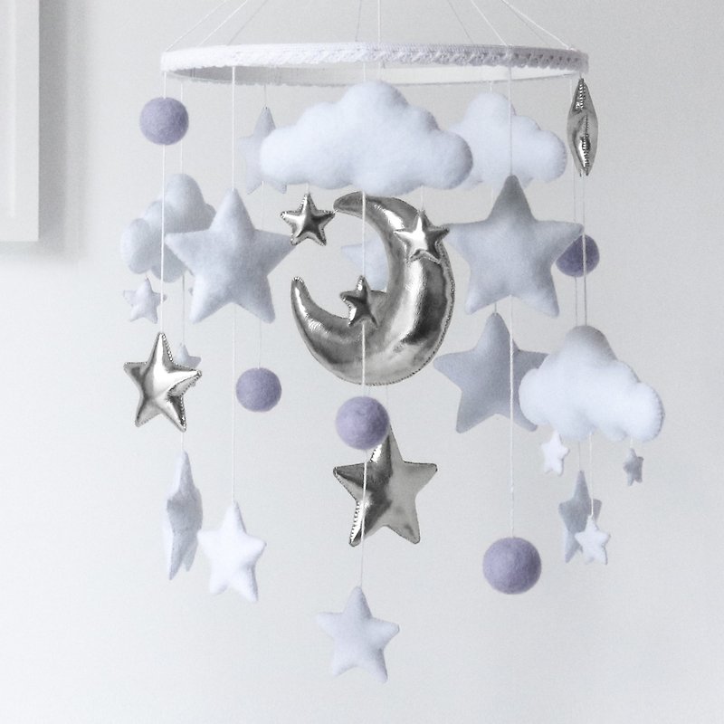 Silver Lavender Star Baby Mobile - Kids' Toys - Eco-Friendly Materials Purple