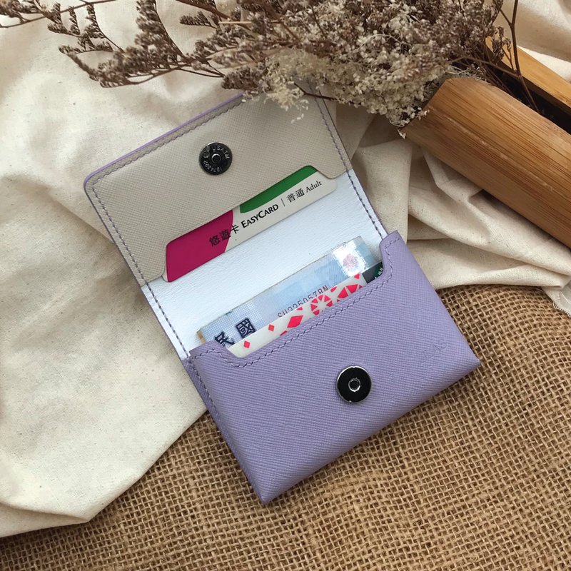 【Name Card Case】Light Purple Saffiano | Business | Handmade Leather in Hong Kong - Card Holders & Cases - Genuine Leather Purple