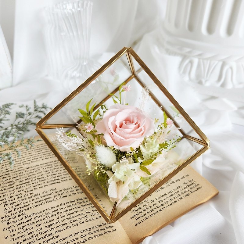 I only have eyes for you, four-corner metal frame, Chinese Valentine's Day, birthday gift, holiday gift, eternal flower - Dried Flowers & Bouquets - Plants & Flowers Pink
