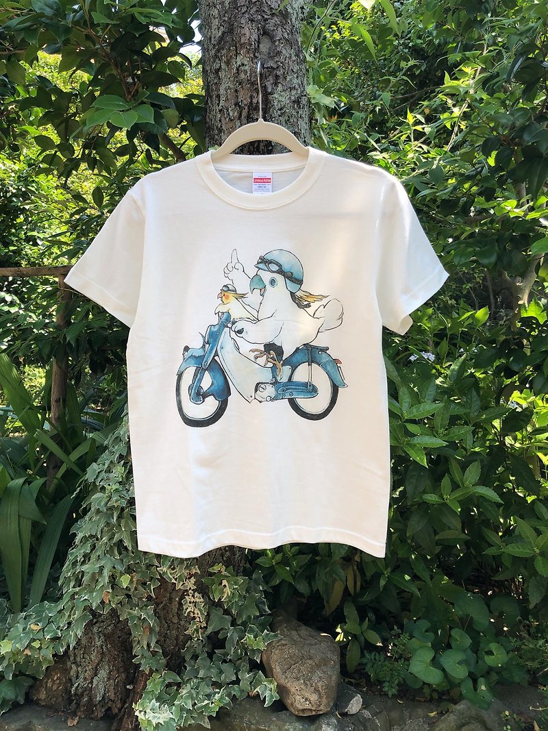 T-shirt   (Bike×parrot and cockatiel) - Women's T-Shirts - Cotton & Hemp 