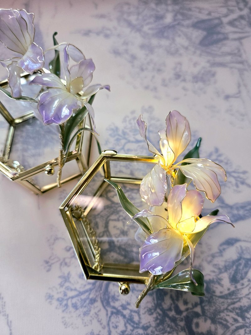 【ディップアート・ガラスケース】アイリス。ナイトランプ。誕生日プレゼント - その他 - レジン 