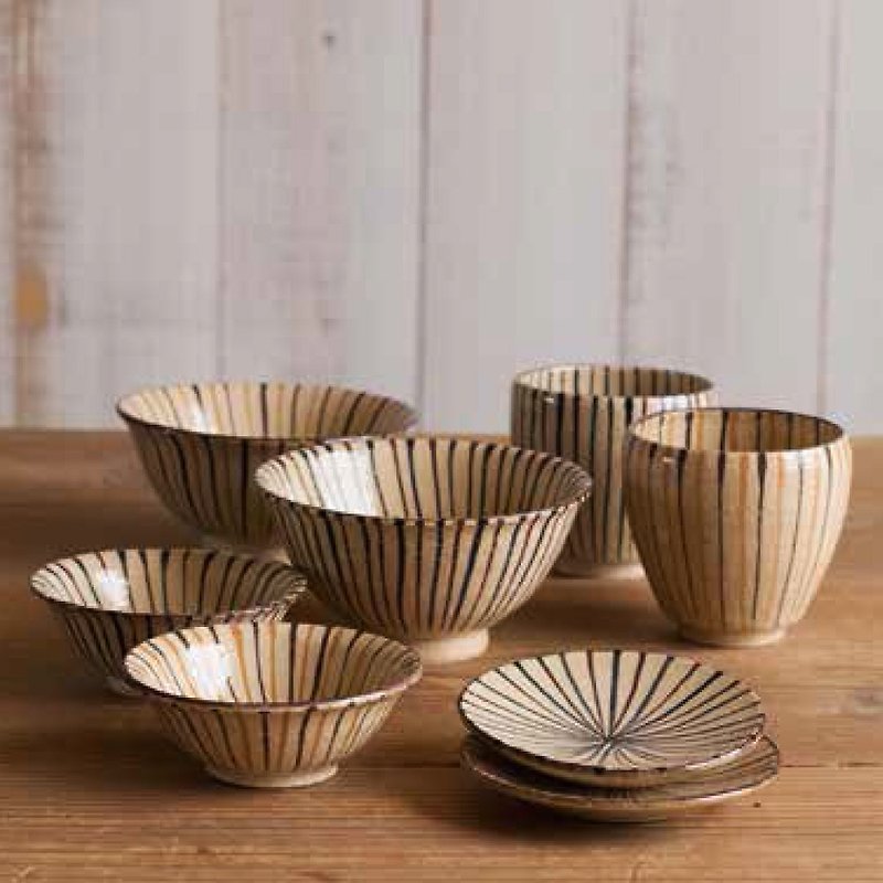 TOJIKI TONYA Seto two-color ten-grain soup bowl soup cup small dish - Bowls - Pottery Khaki