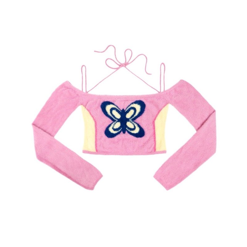 DADDY | Winx Off-shoulder Top 甜美針織短版上衣 - 女裝上衣 - 其他金屬 