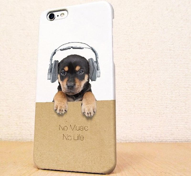 Free shipping ☆ Even puppies No Music No Life smartphone case - เคส/ซองมือถือ - พลาสติก สีส้ม
