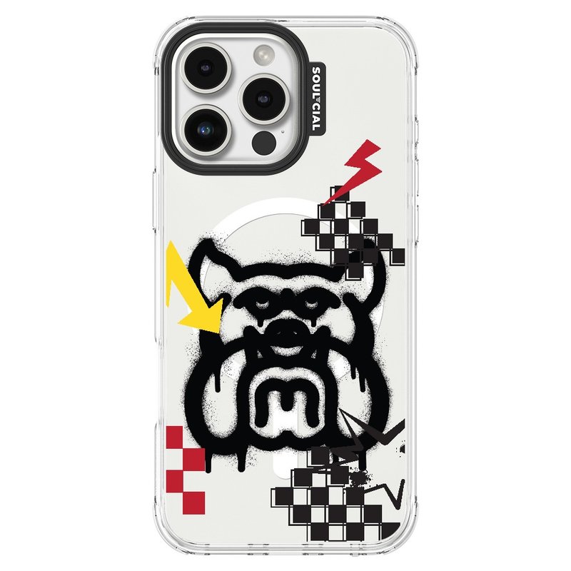 Thug Dog Bulldog Graffiti iPhone 16 Case MagSafe Magnetic Attraction - เคส/ซองมือถือ - วัสดุอื่นๆ 