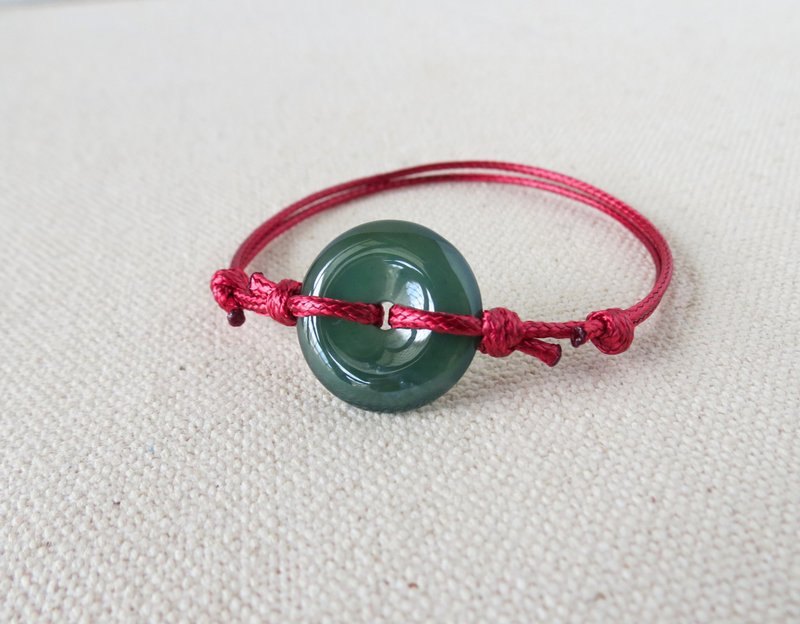 [Peace and good luck] Ping An Jade Korean Wax Thread Bracelet*AA09*Lucky and safe - สร้อยข้อมือ - เครื่องเพชรพลอย หลากหลายสี