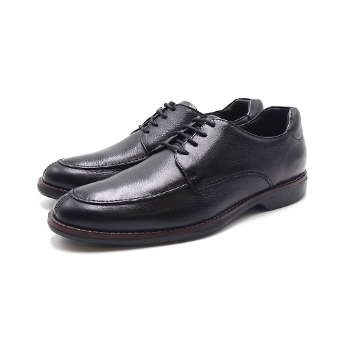 米蘭皮鞋Milano Sollu 巴西專櫃 邊色縫線綁帶皮鞋-黑