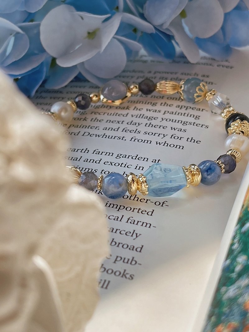 Erhai Pearl | Aquamarine + Lapis Lazuli // Stabilizes Emotions // Customized Natural Crystal Bracelet - Bracelets - Crystal Blue