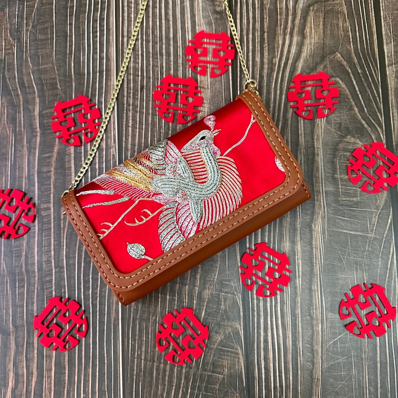 鳳凰 - 二手裙褂x真皮小手袋 - 手提包/手提袋 - 真皮 咖啡色