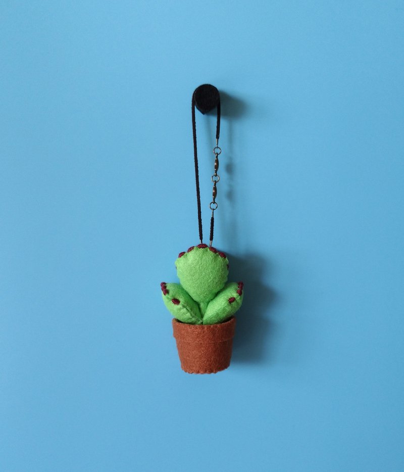 フェルト羊毛藝術創作 A001完成品 熊童子 多肉植物 不織布手作吊飾 - 吊飾/掛飾 - 聚酯纖維 綠色
