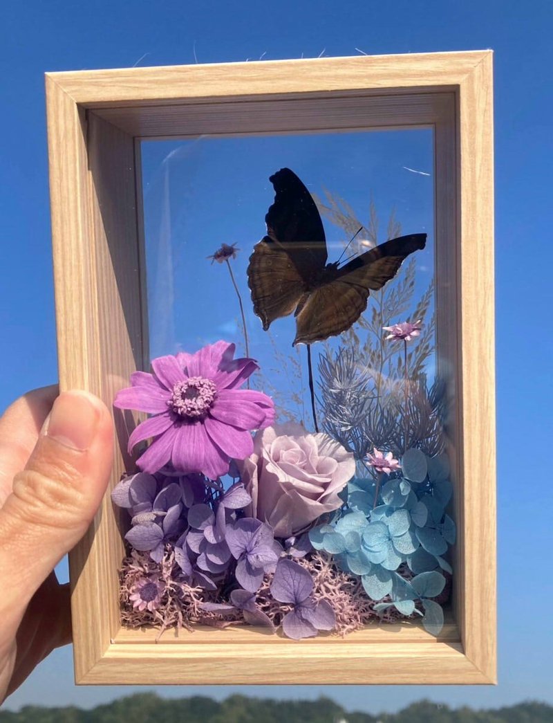 Capture the Sky Series/Butterfly Combination/Specimen Photo Frame/Eternal Flowers/Valentine’s Day/Opening Ceremony - Dried Flowers & Bouquets - Plants & Flowers Purple