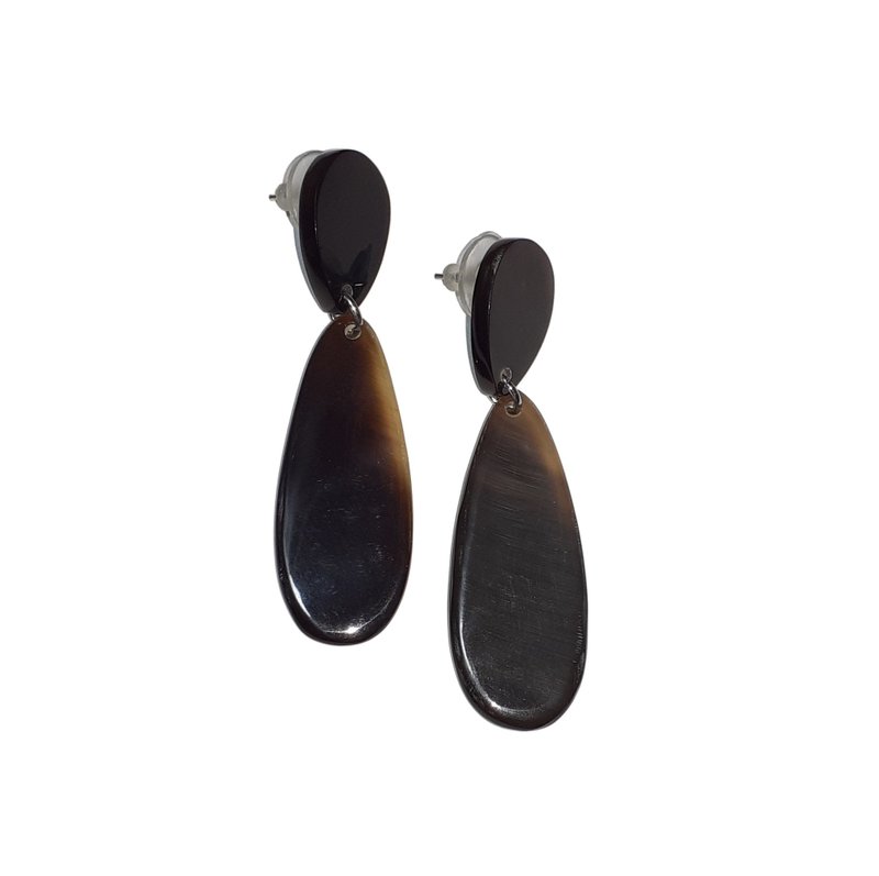 Handmade Stud Earrings Buffalo Horn Gorgeous Jewelry Gifts for Women - 耳環/耳夾/耳骨夾 - 其他材質 黑色