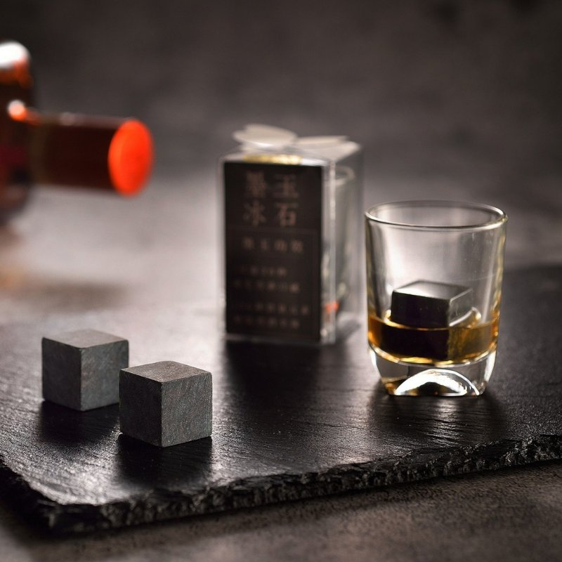 威士忌 墨玉冰磚(小方塊) | 快速醒酒 冰磚x1+小酒杯x1 (PVC盒) - 酒杯/酒器 - 玉石 綠色