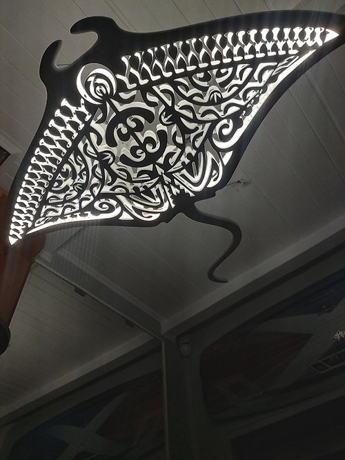 HANDYCOR Manta Ray Ceiling Chandelier or Wall Led Lamp in Maori Nautical Style Home Decor