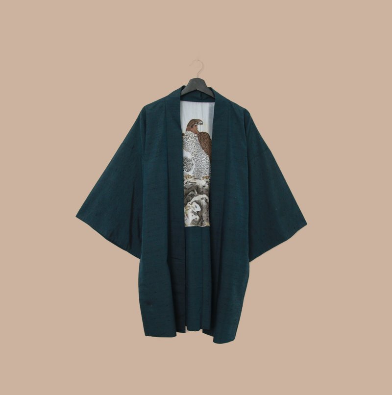 Back to Green-日本買付 羽織 松と白鷹 M-22/vintage kimono - ジャケット - シルク・絹 