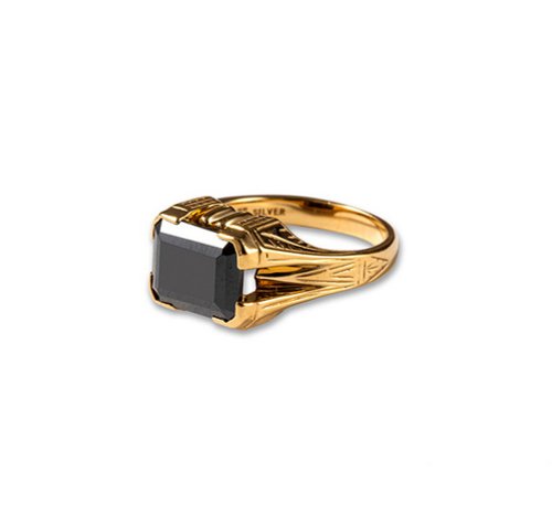 Goodforit Calee Cut Stone Silver Ring黑鋯石純銀復古戒指(鍍金/日規21)
