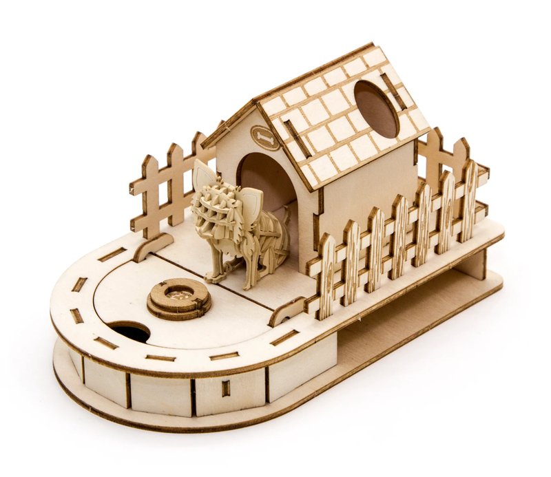 Jigzle 3D Plywood Puzzle - Dog House + Paper Chihuahua - Puzzles - Wood Khaki