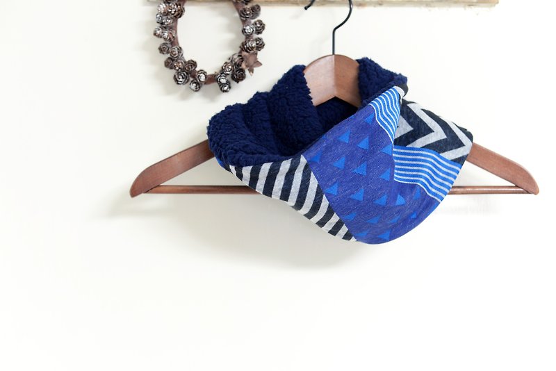 手作り - 暖かいスカーフ - スカーフ - コットン・麻 ブルー