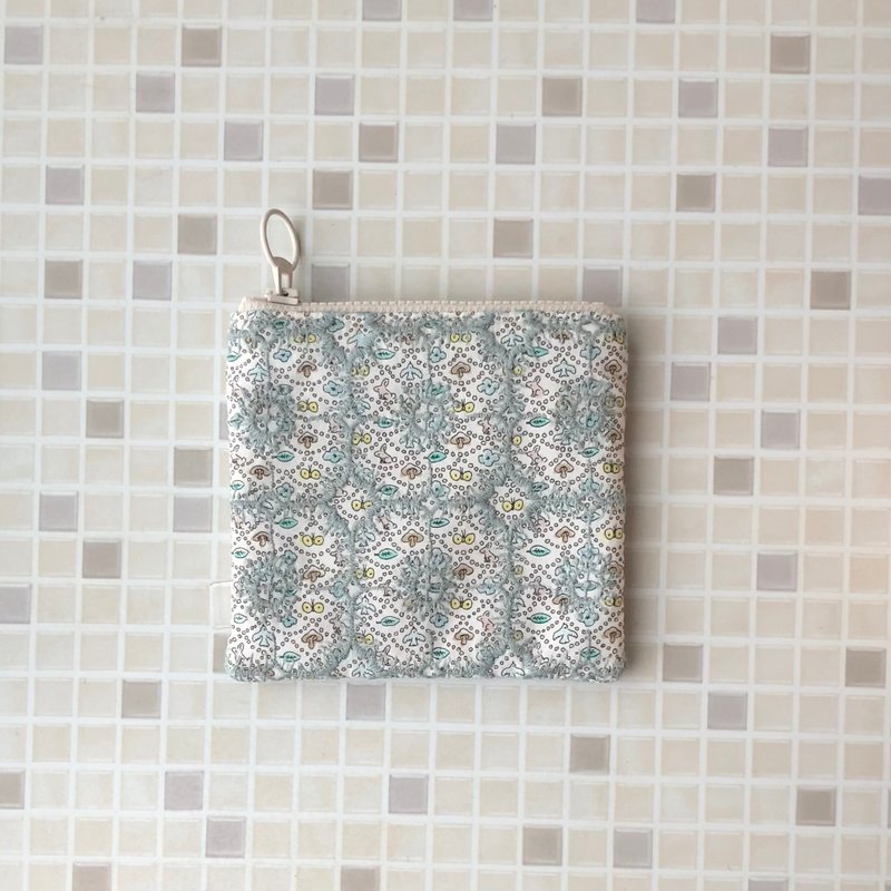 anemone forest wave mina perhonen popular pattern handmade mini pouch - Toiletry Bags & Pouches - Cotton & Hemp Blue