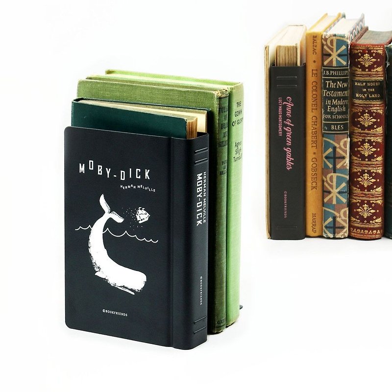 ブックフレンズ世界文学模造本メタルブックエンド - モービーキー - 左、BZC26824 - 本棚・ブックスタンド - 金属 ブラック