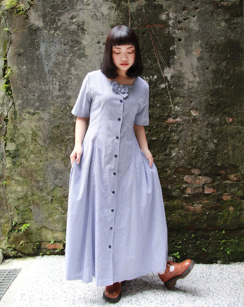 Back to Green :: European novelist vintage dress (D-06) - One Piece Dresses - Cotton & Hemp 