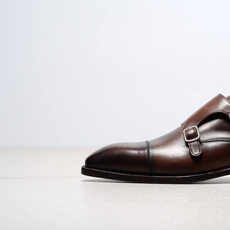 Berwick1707 Cap Toe Monk 5212 - Men's Leather Shoes - Genuine Leather Brown