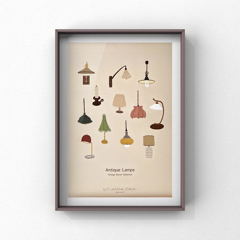 Art Card Poster A3 | Antique Lamps Vintage Decor Collection - Posters - Paper White