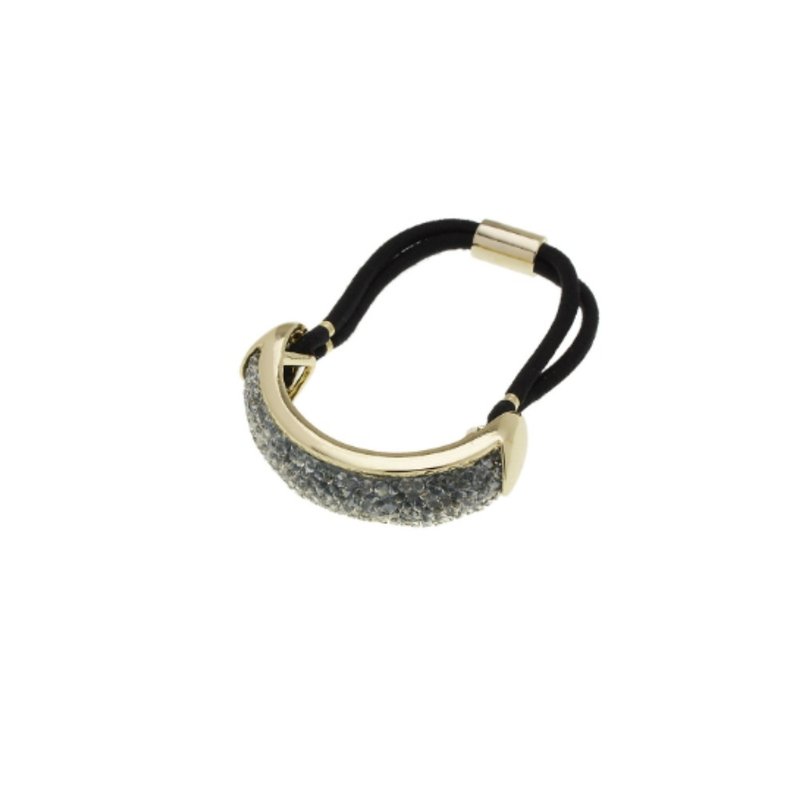 COMPLEX BIZ luxury diamond-encrusted hair tie with gold rim and Silver diamonds - Hair Accessories - Crystal Gold