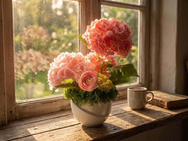 雅致韶光粉繡球香氛花禮/入厝禮/開幕/喬遷/送禮/植栽 - 植物/盆栽/盆景 - 其他材質 粉紅色