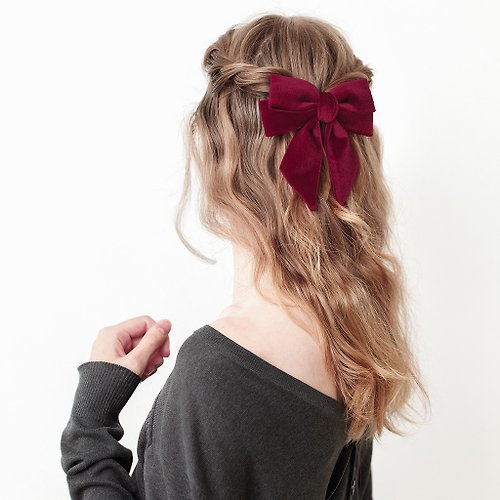 White Velvet Bow for Ladies, Summer Barrette Hair Bow Clip for Girl - Shop  maili Hair Accessories - Pinkoi