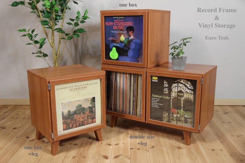 Art Vinyl Record Storage **Lp Frame Display One Box Cabinet Cube Crate 33rpm - Wardrobes & Shoe Cabinets - Wood Brown