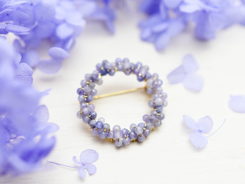 [Brooch, S size] Tanzanite December birthstone wreath - เข็มกลัด - เครื่องประดับพลอย สีม่วง