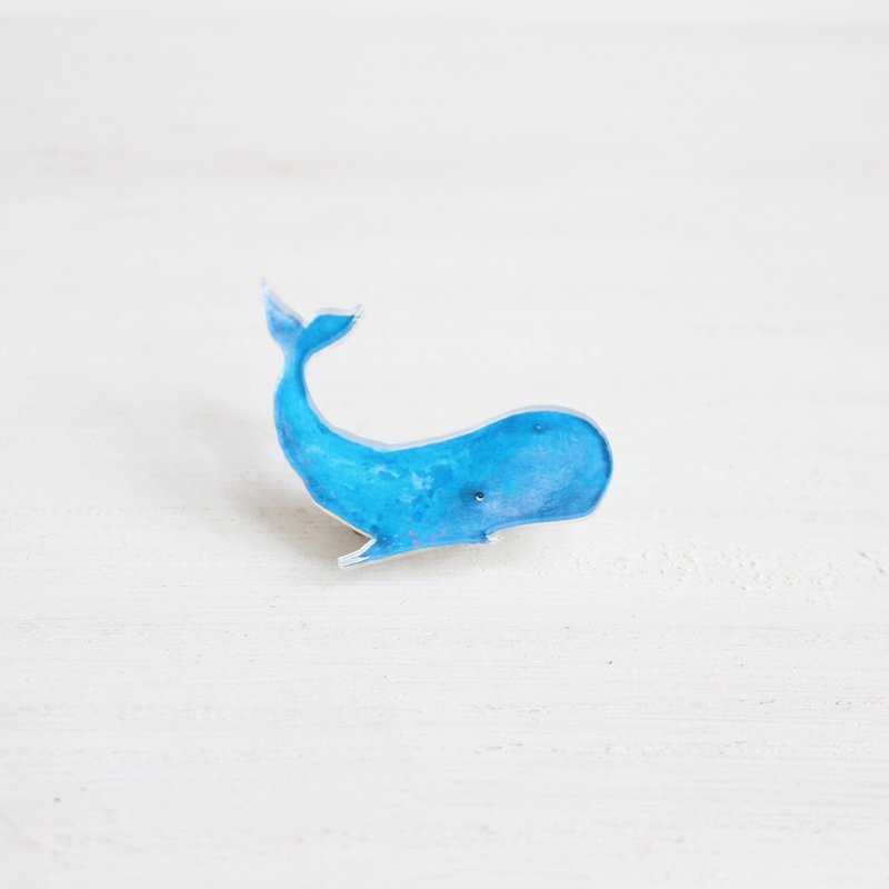 Whale small badge / pin I Story_Ocean Heart - Badges & Pins - Acrylic Blue