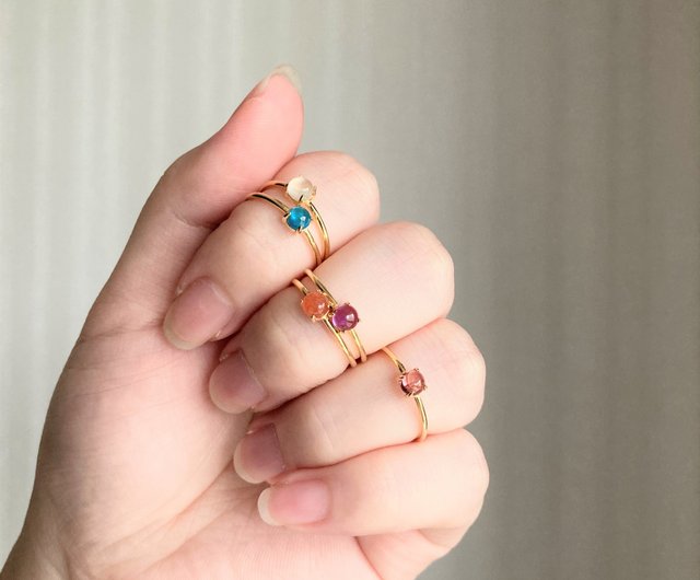 18KGP + SV925 Pink Tourmaline / mini one stone ring - Shop 17select -Hina  Jewelry- General Rings - Pinkoi