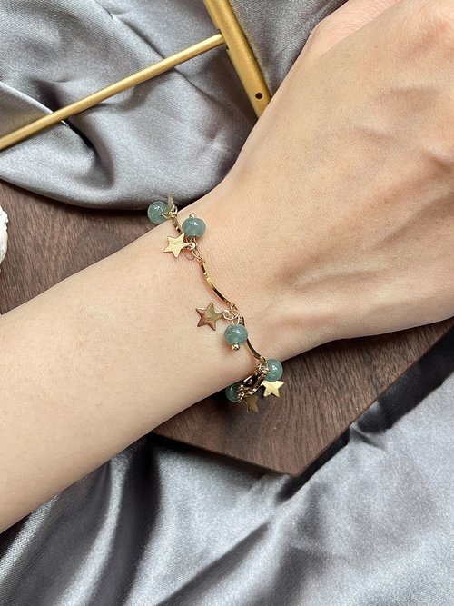 翡翠設計館 / 賞翠•玩翠 EXE Jewelry 藍水算盤珠14K包金手鍊|天然瓜地馬拉翡翠