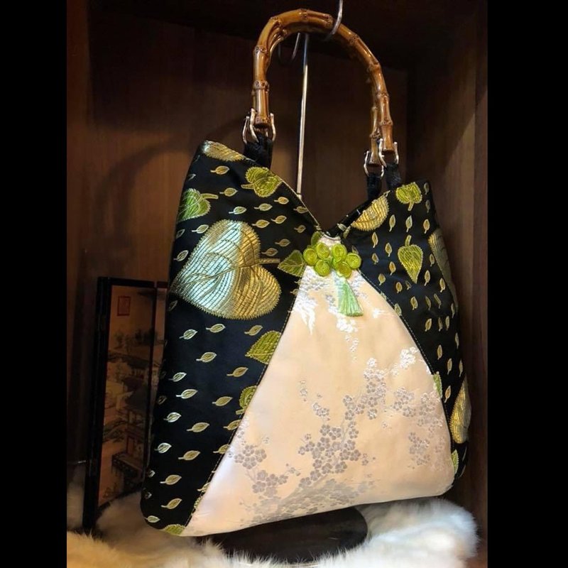 長版織錦竹節把貴婦晚宴包 - 手提包/手提袋 - 絲．絹 多色