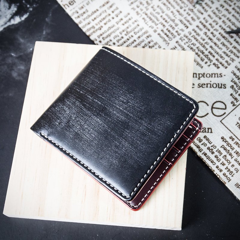 [Customized Gift] [Wallet, Silver] Black British Rein Leather Custom Lettering Mister - กระเป๋าสตางค์ - หนังแท้ หลากหลายสี