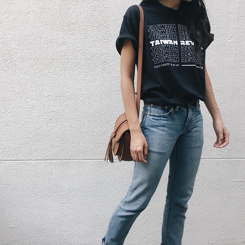祝福プロジェクト台湾のルネッサンスTシャツブラック - Tシャツ メンズ - コットン・麻 ブラック