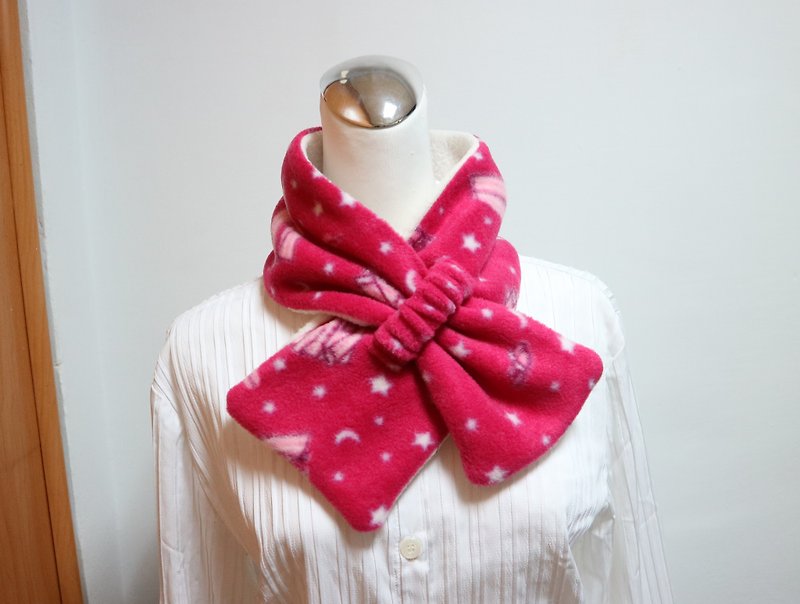 調節可能なショートスカーフスカーフ子供用に適した暖かいビブ両面2色大人*SK* - マフラー・ストール - その他の素材 ピンク