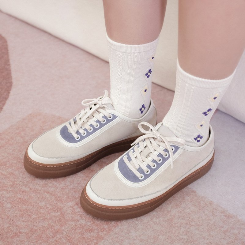 Thick Sole Waterproof Shoes! Caramel Circle Puff Shoes Light Blue【Major Pleasure】-Soda Pop - รองเท้ากันฝน - หนังแท้ สีน้ำเงิน