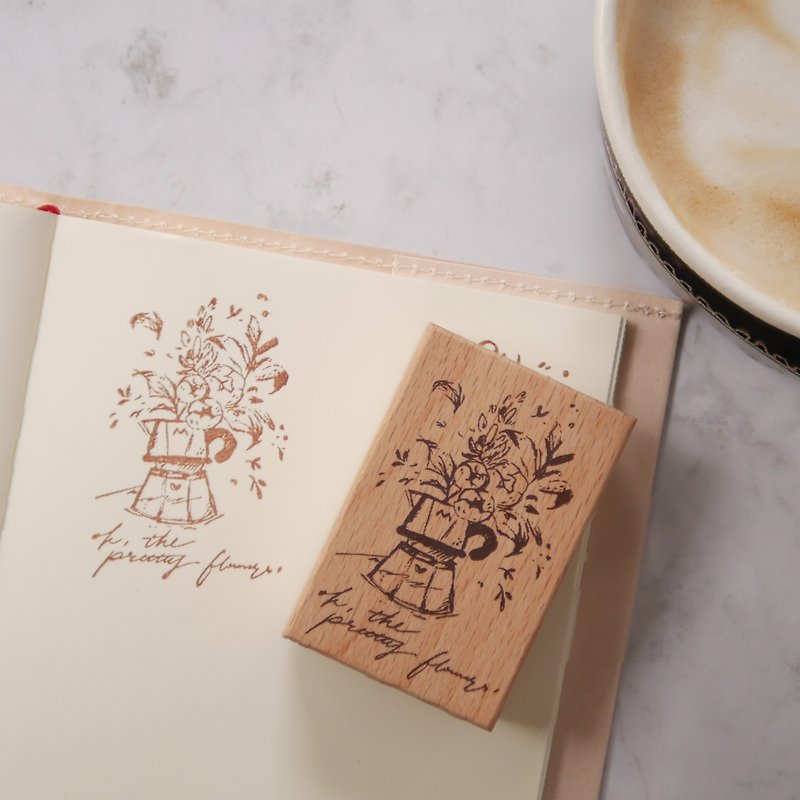 櫸木印章 - 摩卡壺 - 印章/印台 - 木頭 咖啡色